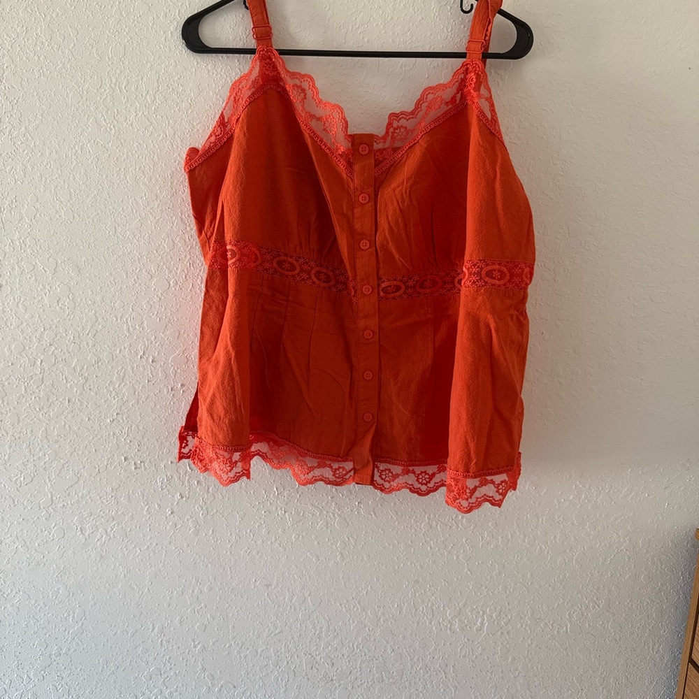Torrid Women's Orange Lace Trim Top